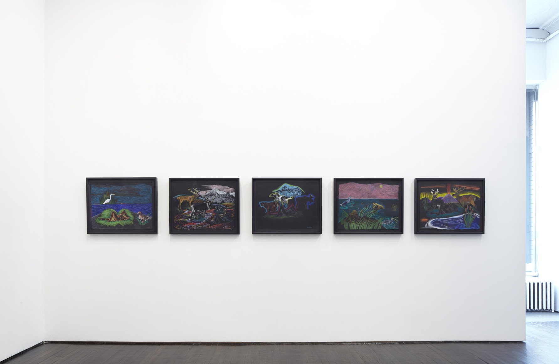Gallery view of five pencil works