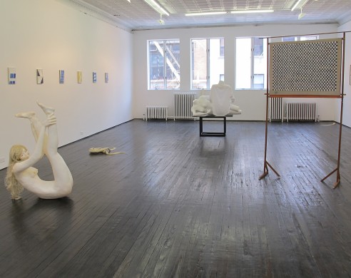 Three sculptures of various shapes