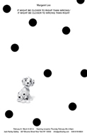 Puppy on polka dot poster, black and white