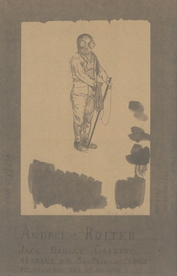 Drawing of deep sea diver holding spear