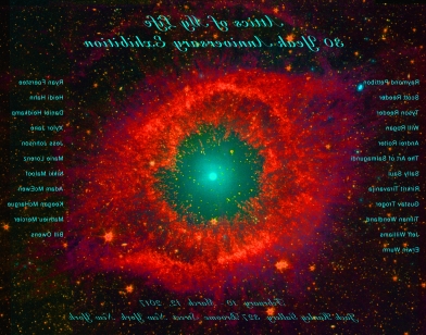 image of eye-like galaxy, red and green