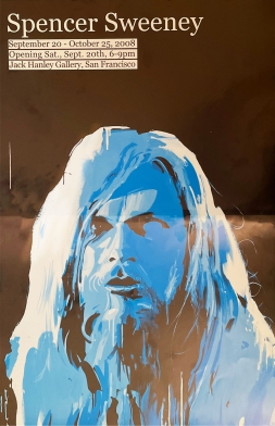 portrait of blue hued man with beard
